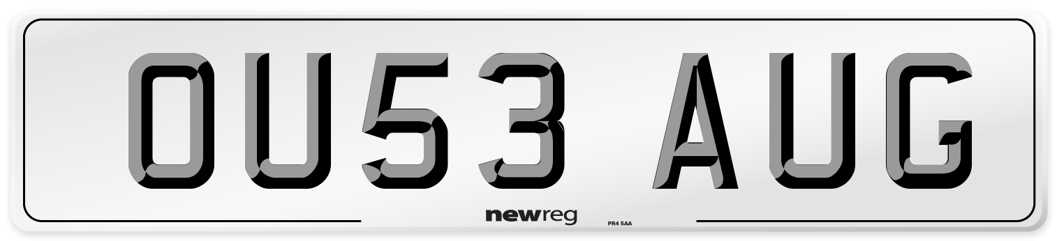 OU53 AUG Number Plate from New Reg